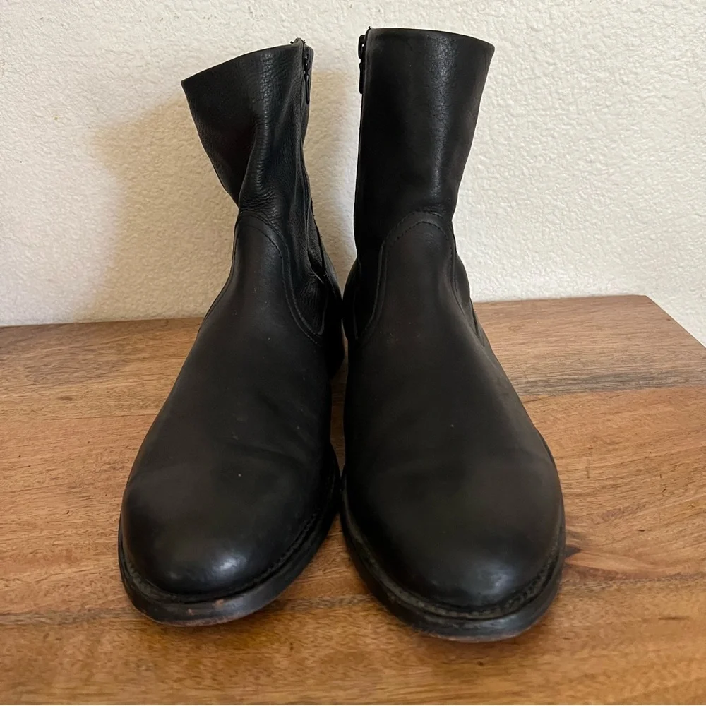 Vince Mens Black Leather Tom Side Zipper Boots Size EU 44